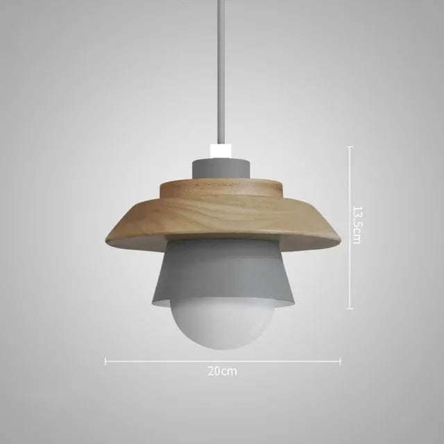 Nordic Wood Pendant Light, Scandinavian Solid Wood Hanging Ceiling Lamp for Dining Room, Living Room, Bedroom and Hallway