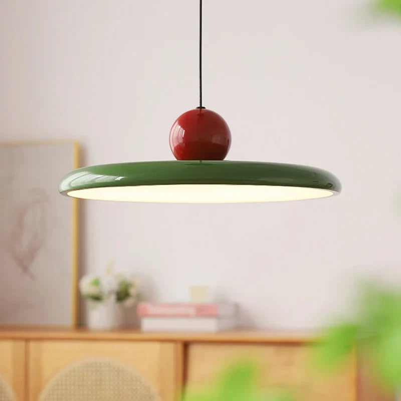 Nordic Flying Saucer Pendant Light, Scandinavian Cream LED Ceiling Lamp, Wide Disc Hanging Light for Dining Room, Living Room and Bedroom