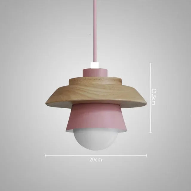 Nordic Wood Pendant Light, Scandinavian Solid Wood Hanging Ceiling Lamp for Dining Room, Living Room, Bedroom and Hallway