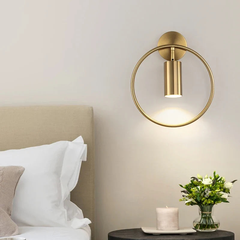 Halo Wall Light, Scandinavian Gold Ring Wall Sconce, Soft Indirect Wall Light for Living Room, Bedroom, Hallway and Open Plan Spaces