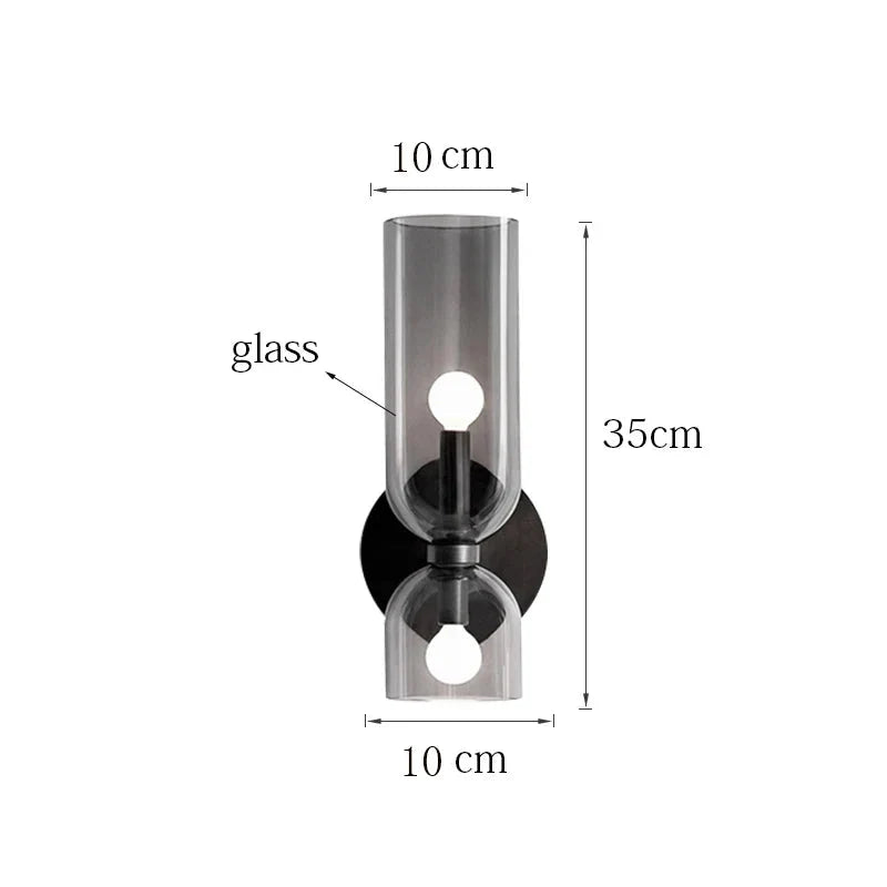 Nordic Glass Wall Lamp, Scandinavian Smoked Glass Wall Sconce, Modern Accent Light for Living Room, Bedroom and Hallway