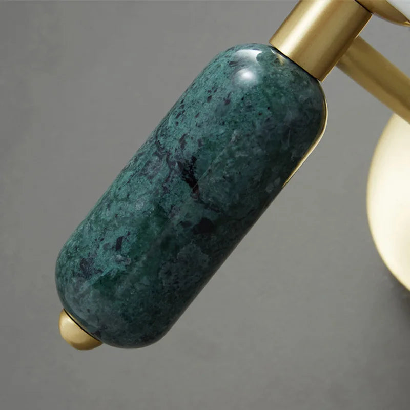 Marble and Glass Wall Lamp, Minimalist Stone Backplate Sconce, Soft Glass Shade Wall Light for Living Room, Bedroom and Hallway