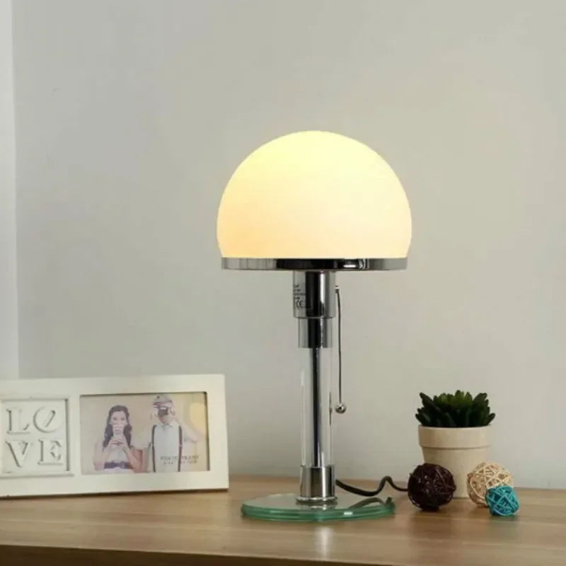 Wilhelm Bauhaus Table Lamp, Scandinavian Glass Desk Lamp, Designer Accent Light for Home Office, Study and Living Room