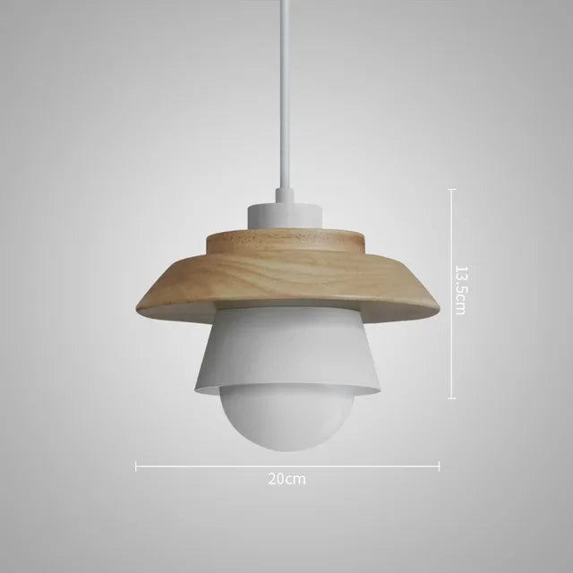 Nordic Wood Pendant Light, Scandinavian Solid Wood Hanging Ceiling Lamp for Dining Room, Living Room, Bedroom and Hallway