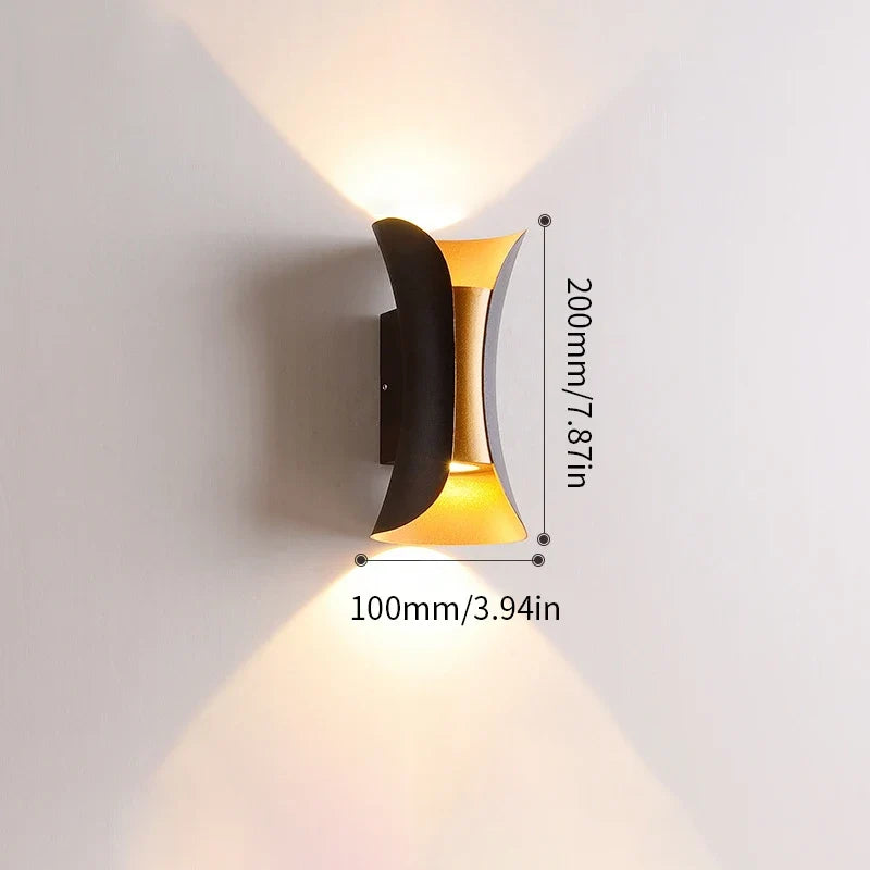 Modern Black and Gold Wall Light, Minimalist Waterproof LED Wall Lamp for Living Room, Bedroom, Hallway and Bathroom
