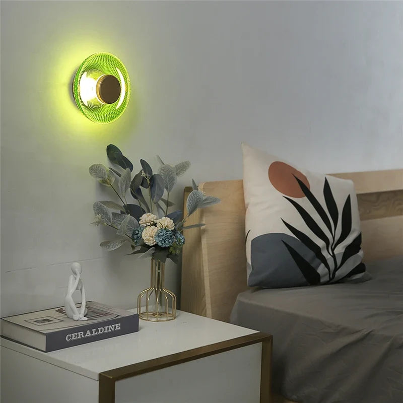 Modern Coloured Glass Wall Lamp, Minimalist Textured Glass LED Sconce, Warm Wall Light for Living Room, Bedroom, Hallway and Stairs