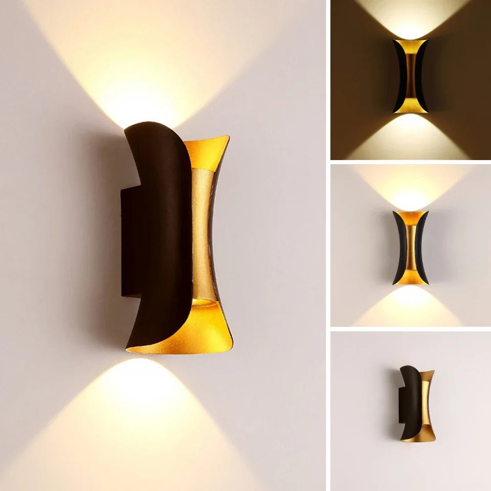Modern Black and Gold Wall Light, Minimalist Waterproof LED Wall Lamp for Living Room, Bedroom, Hallway and Bathroom