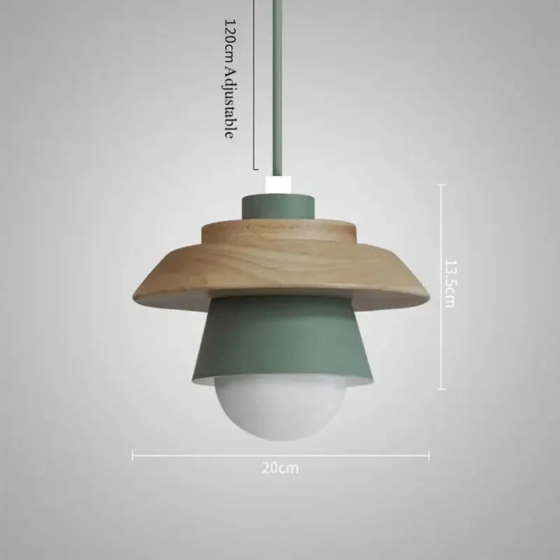 Nordic Wood Pendant Light, Scandinavian Solid Wood Hanging Ceiling Lamp for Dining Room, Living Room, Bedroom and Hallway