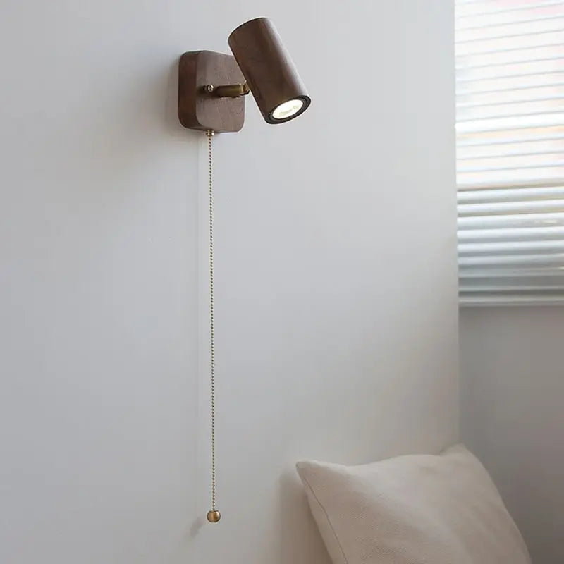 Arlo Wall Lamp, Vintage Walnut Toned Solid Wood LED Wall Sconce with Adjustable Head for Bedroom, Living Room and Hallway