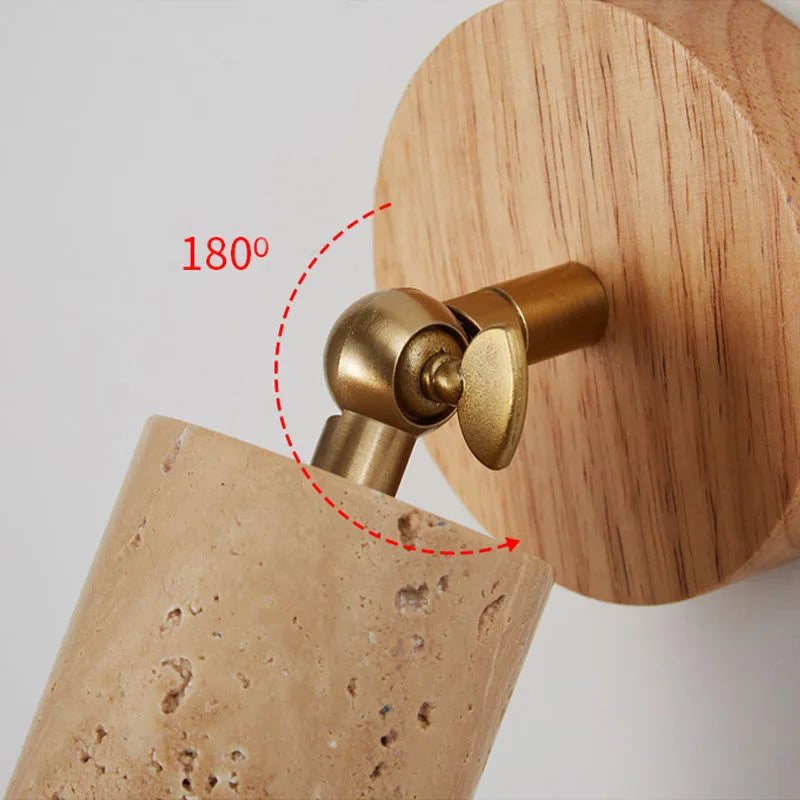 Huangdong Wall Lamp, Luxury Solid Wood and Marble Look Stone Wall Sconce for Living Room, Bedroom and Hallway