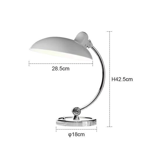 ScandiArc Table Lamp, Scandinavian Brushed Metal Curved Desk Lamp, Arc Accent Light for Home Office, Study and Living Room