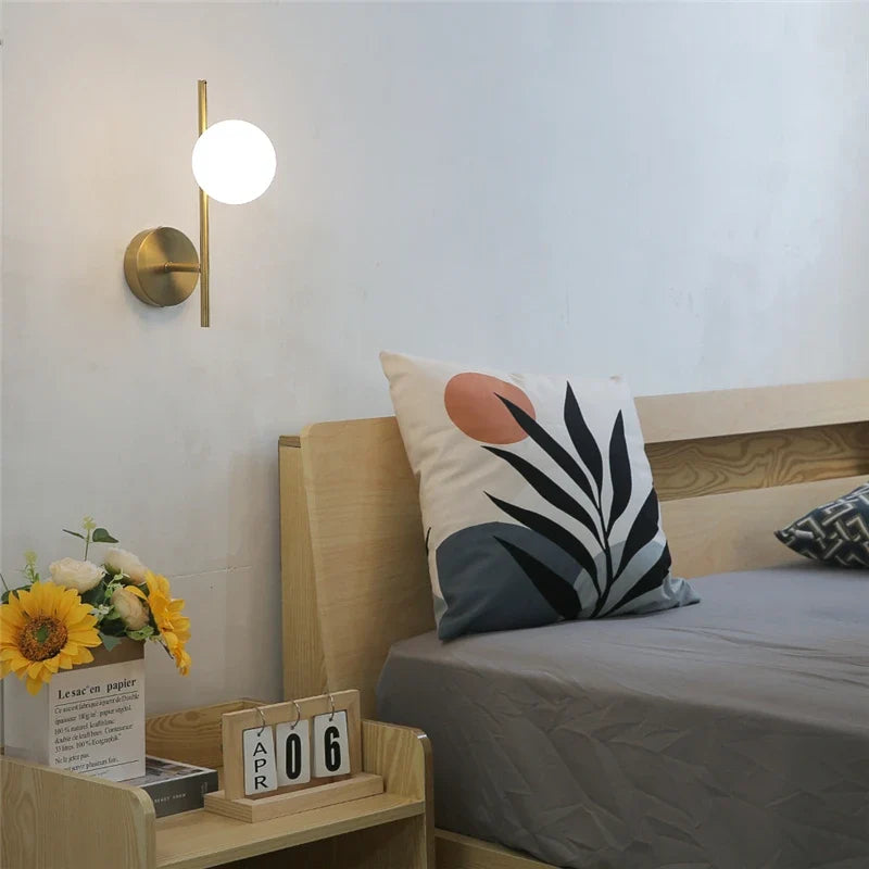 Astra Wall Light, Minimalist Dual Globe Gold Wall Sconce, Balanced Modern Wall Light for Living Room, Bedroom, Hallway and Open Plan