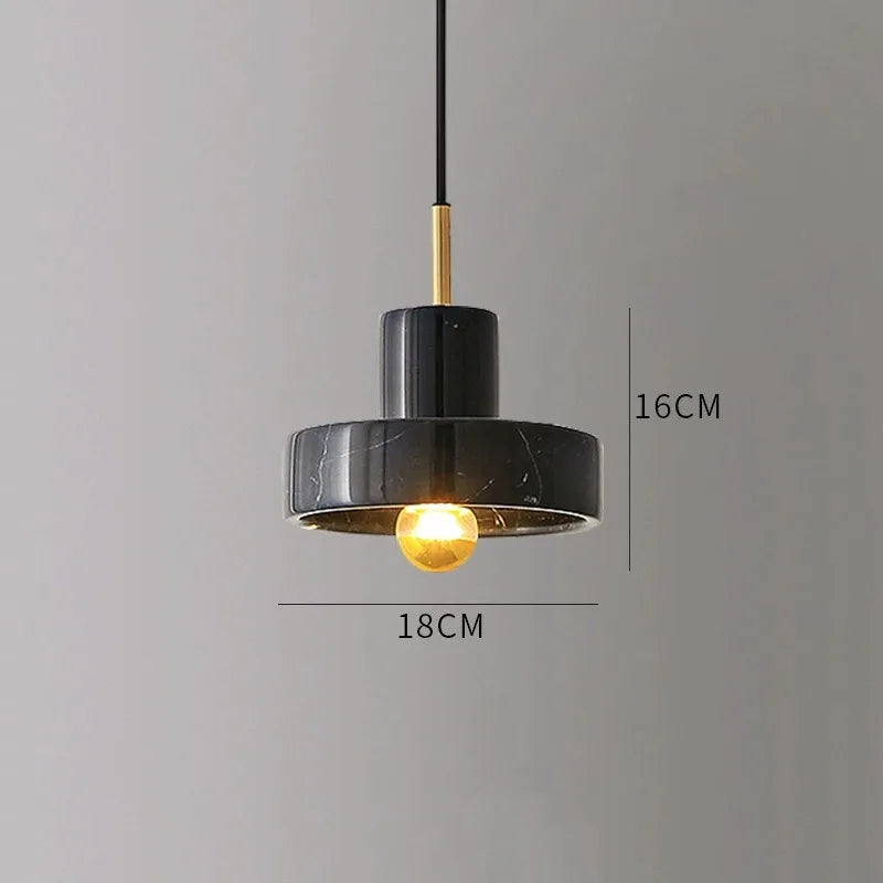 Marble Pendant Lamp, Minimalist Natural Stone Postmodern Hanging Light for Dining Room, Living Room, Bedroom and Kitchen Island