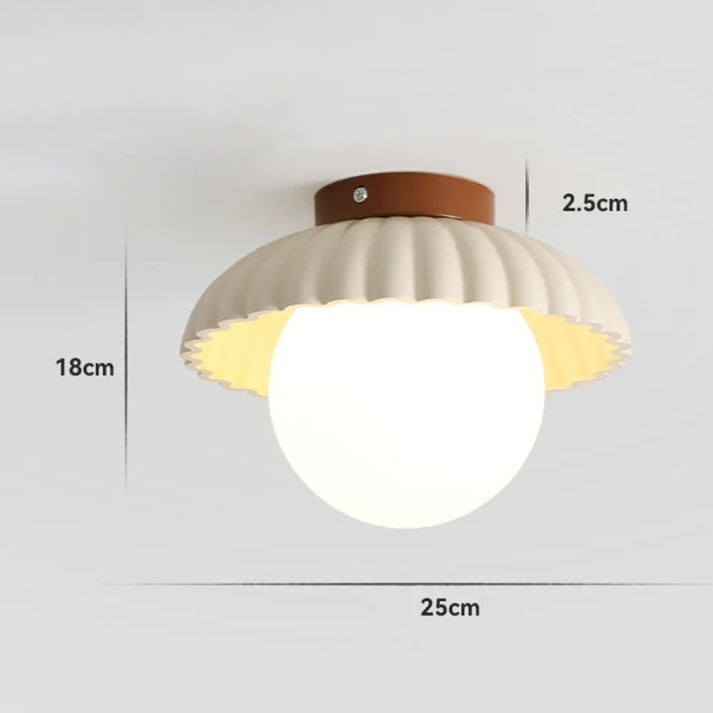 Iron Hallway Ceiling Light, Minimalist Glass and Brushed Metal Flush Mount Lamp for Entryway, Hallway and Landing