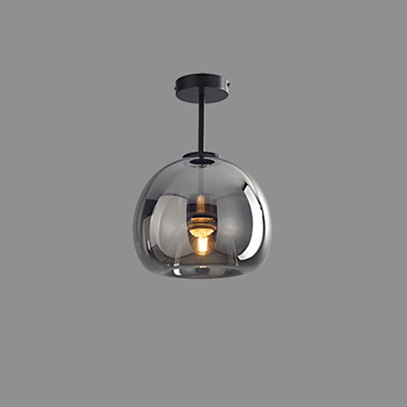 Nordic Glass Ball Ceiling Light, Scandinavian Opal Glass Semi Flush Mount Lamp for Living Room, Bedroom, Hallway and Landing
