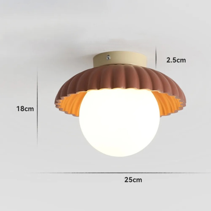 Iron Hallway Ceiling Light, Minimalist Glass and Brushed Metal Flush Mount Lamp for Entryway, Hallway and Landing