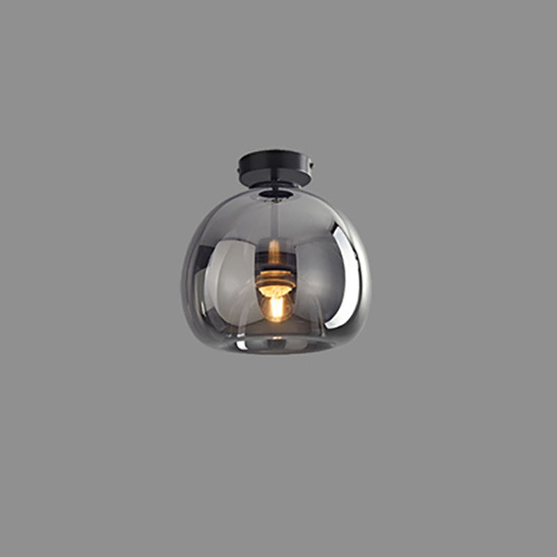 Nordic Glass Ball Ceiling Light, Scandinavian Opal Glass Semi Flush Mount Lamp for Living Room, Bedroom, Hallway and Landing