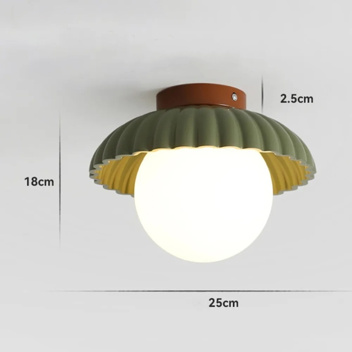 Iron Hallway Ceiling Light, Minimalist Glass and Brushed Metal Flush Mount Lamp for Entryway, Hallway and Landing