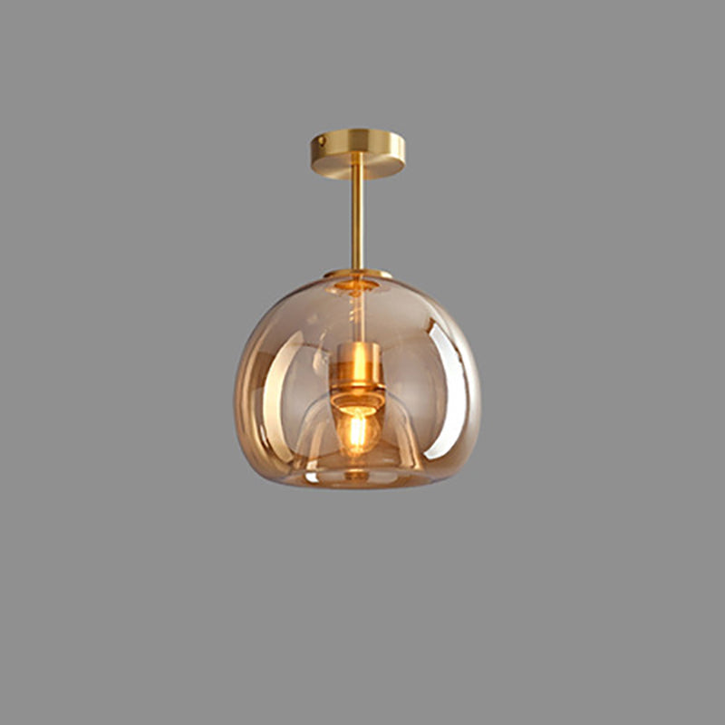 Nordic Glass Ball Ceiling Light, Scandinavian Opal Glass Semi Flush Mount Lamp for Living Room, Bedroom, Hallway and Landing