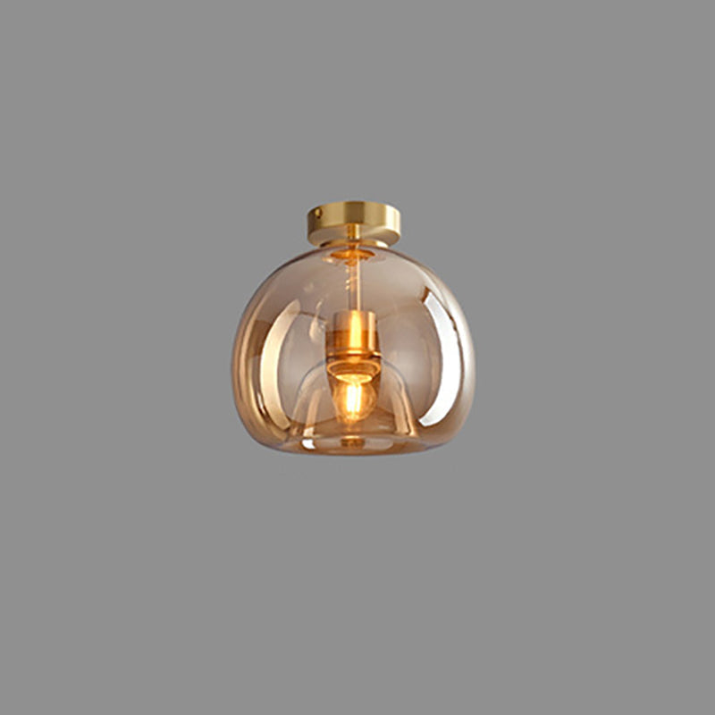 Nordic Glass Ball Ceiling Light, Scandinavian Opal Glass Semi Flush Mount Lamp for Living Room, Bedroom, Hallway and Landing