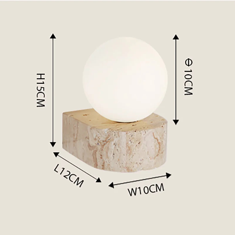 Travertine Stone Wall Lamp, Minimalist Japanese Style Stone LED Sconce, Warm Wall Light for Living Room, Bedroom, Hallway and Stairwell