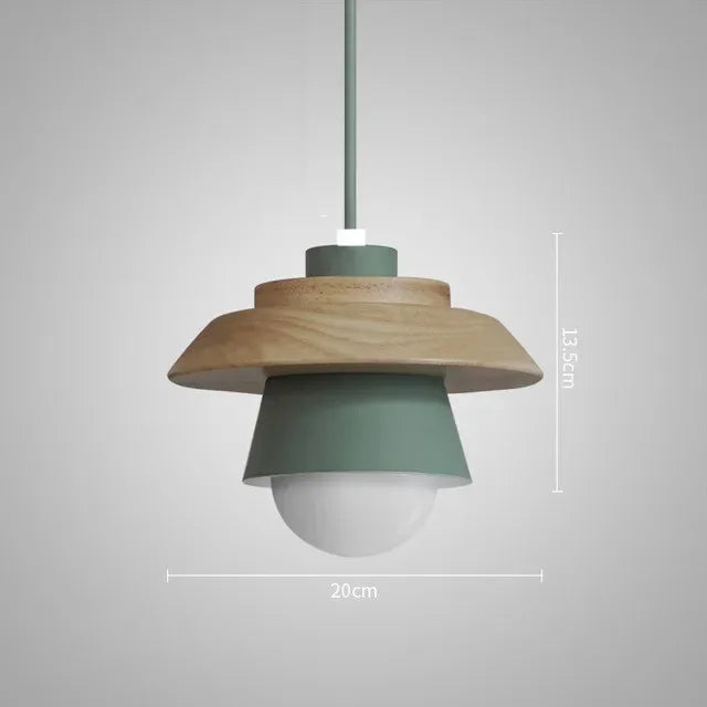 Nordic Wood Pendant Light, Scandinavian Solid Wood Hanging Ceiling Lamp for Dining Room, Living Room, Bedroom and Hallway