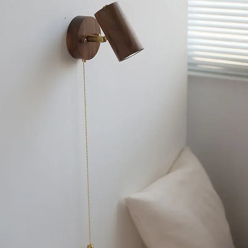 Arlo Wall Lamp, Vintage Walnut Toned Solid Wood LED Wall Sconce with Adjustable Head for Bedroom, Living Room and Hallway