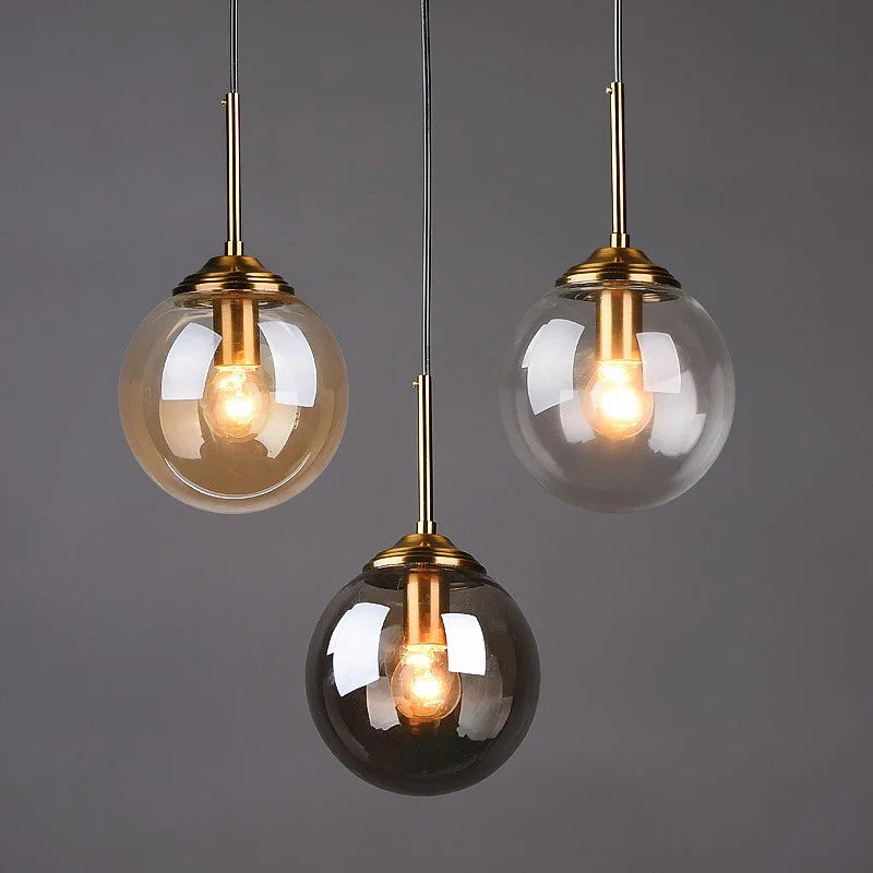 Modern Nordic Glass Globe Pendant Light, Scandinavian Glass Ceiling Light, Minimalist Hanging Lamp for Dining Room, Bedroom and Hallway