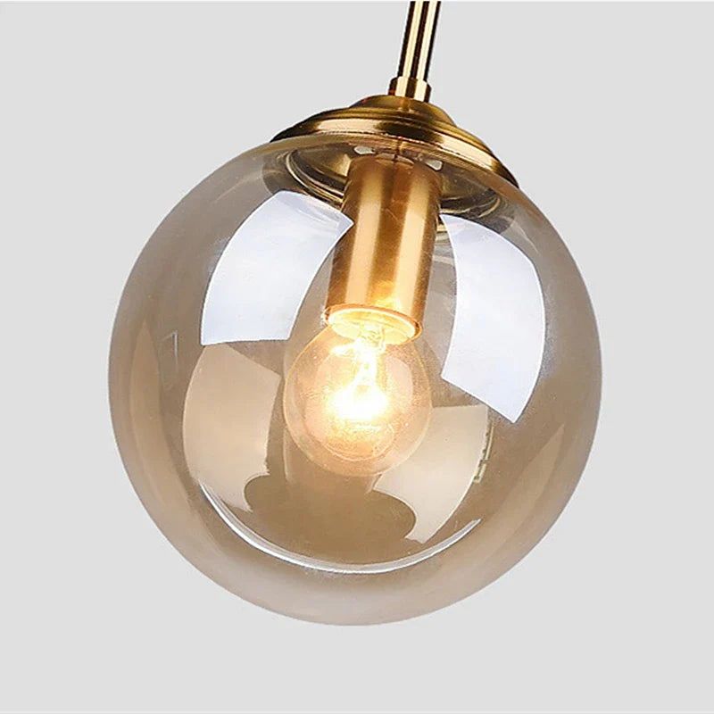 Modern Nordic Glass Globe Pendant Light, Scandinavian Glass Ceiling Light, Minimalist Hanging Lamp for Dining Room, Bedroom and Hallway