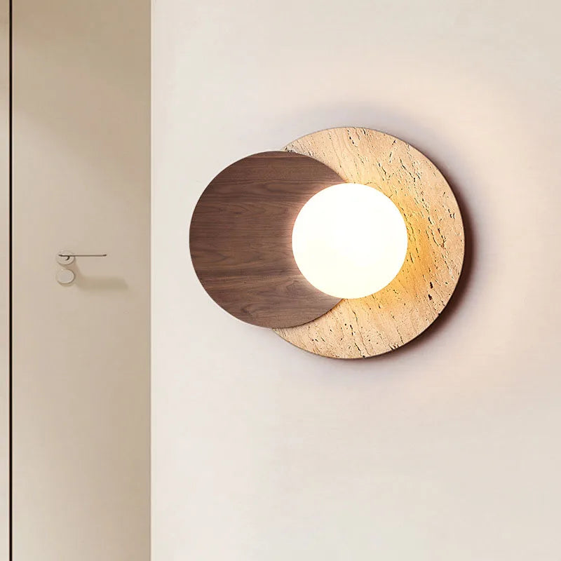 Wabi Sabi Stone Wall Lamp, Minimalist Marble Look Stone Sconce, Textured Modern Wall Light for Hallway, Living Room and Bedroom