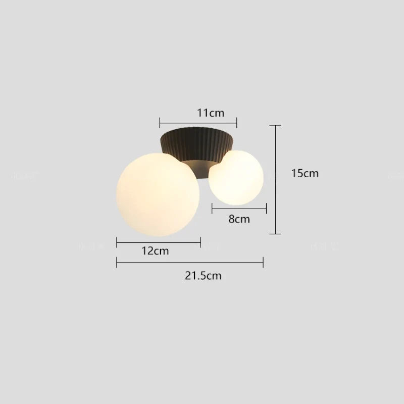 Luméa Ceiling Light, Minimalist Double Opal Globe and Brass Ceiling Lamp for Living Room, Bedroom, Hallway and Open Plan Spaces
