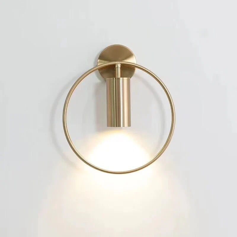 Halo Wall Light, Scandinavian Gold Ring Wall Sconce, Soft Indirect Wall Light for Living Room, Bedroom, Hallway and Open Plan Spaces
