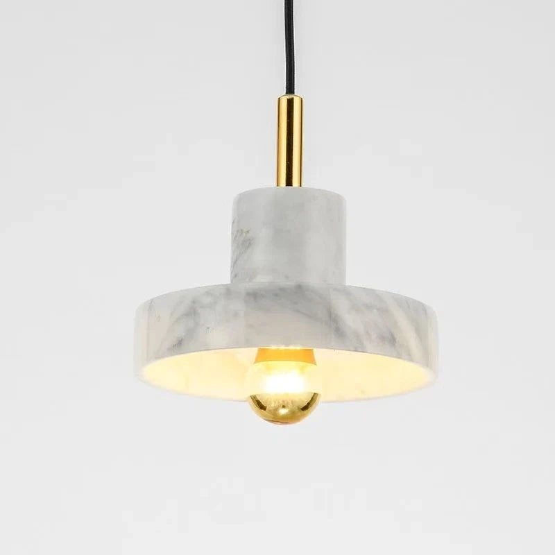 Marble Pendant Lamp, Minimalist Natural Stone Postmodern Hanging Light for Dining Room, Living Room, Bedroom and Kitchen Island