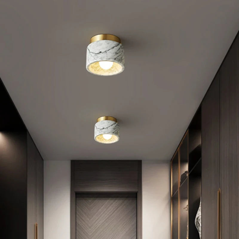 Nordic Marble Ceiling Light, Scandinavian Marble Look Stone Downlight for Hallway, Living Room, Bedroom and Landing