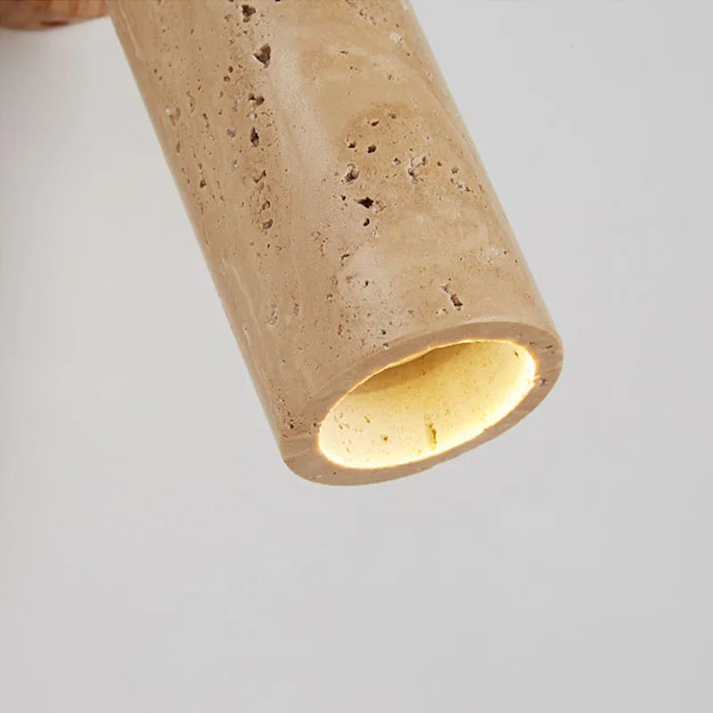 Huangdong Wall Lamp, Luxury Solid Wood and Marble Look Stone Wall Sconce for Living Room, Bedroom and Hallway