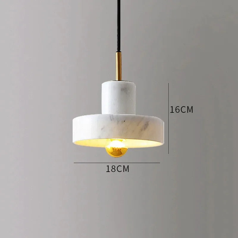 Marble Pendant Lamp, Minimalist Natural Stone Postmodern Hanging Light for Dining Room, Living Room, Bedroom and Kitchen Island