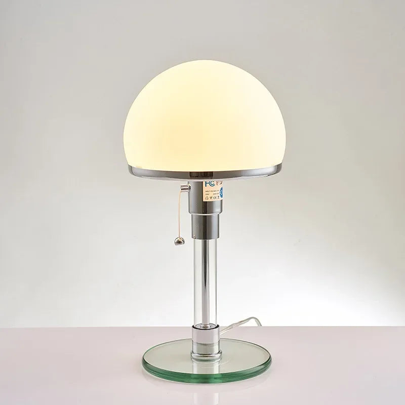 Wilhelm Bauhaus Table Lamp, Scandinavian Glass Desk Lamp, Designer Accent Light for Home Office, Study and Living Room