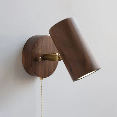 Arlo Wall Lamp, Vintage Walnut Toned Solid Wood LED Wall Sconce with Adjustable Head for Bedroom, Living Room and Hallway