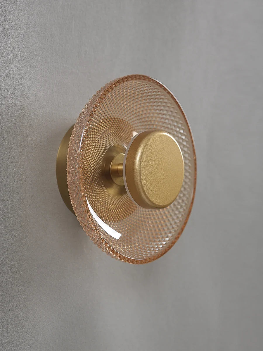 Modern Coloured Glass Wall Lamp, Minimalist Textured Glass LED Sconce, Warm Wall Light for Living Room, Bedroom, Hallway and Stairs