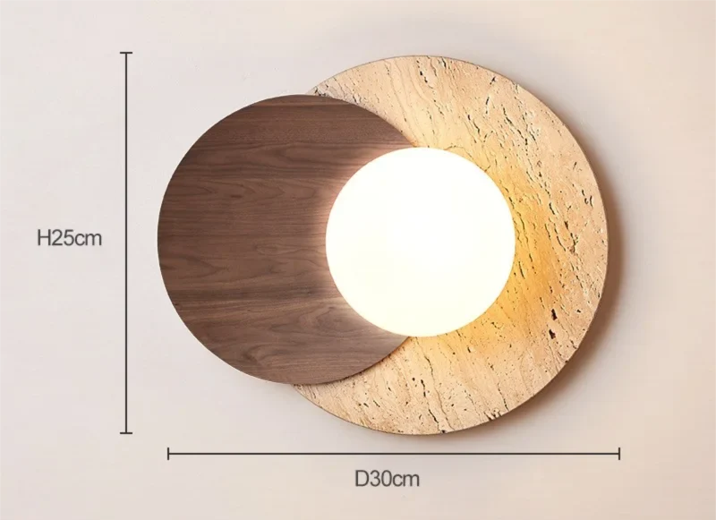 Wabi Sabi Stone Wall Lamp, Minimalist Marble Look Stone Sconce, Textured Modern Wall Light for Hallway, Living Room and Bedroom
