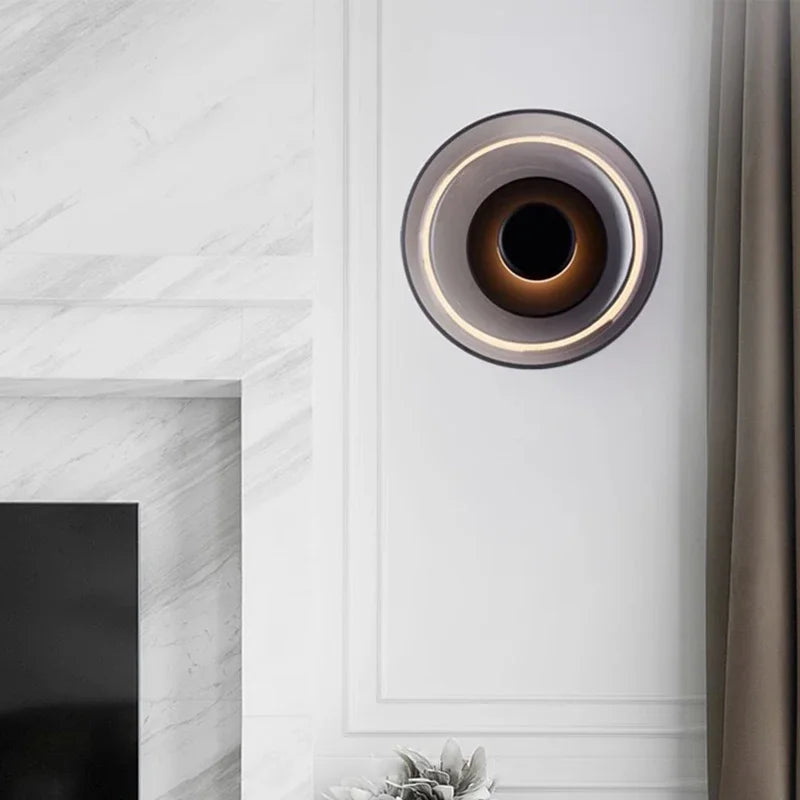 Nordic Glass LED Wall Sconce, Scandinavian Round Glass LED Wall Light for Living Room, Bedroom, Hallway and Stairs