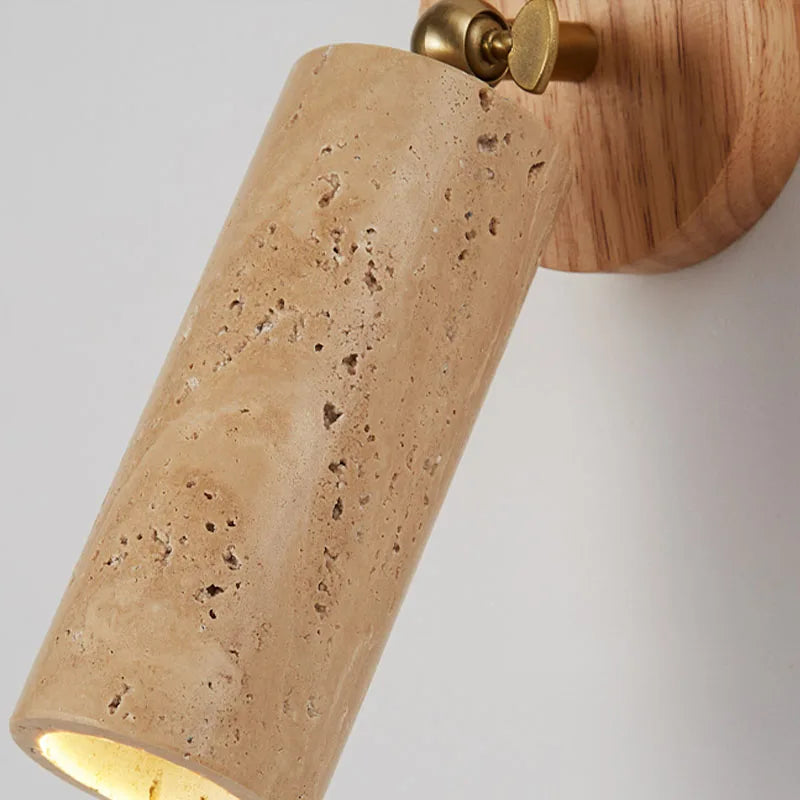 Huangdong Wall Lamp, Luxury Solid Wood and Marble Look Stone Wall Sconce for Living Room, Bedroom and Hallway