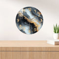 Blue and Gold Marble Wall Clock, Luxury Silent Sweep Solid Wood Clock for Living Room, Bedroom, Hallway and Kitchen