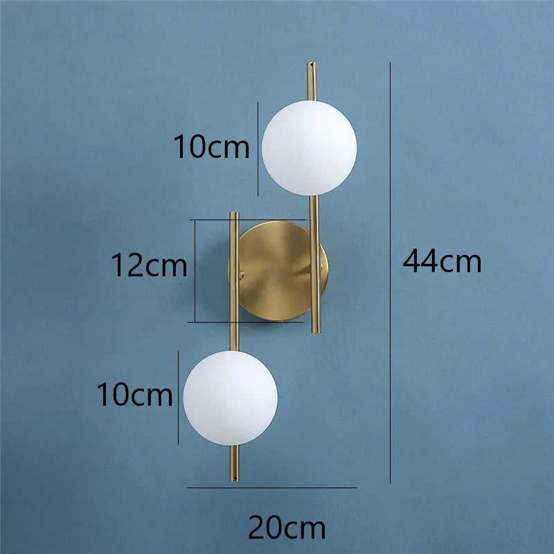 Astra Wall Light, Minimalist Dual Globe Gold Wall Sconce, Balanced Modern Wall Light for Living Room, Bedroom, Hallway and Open Plan
