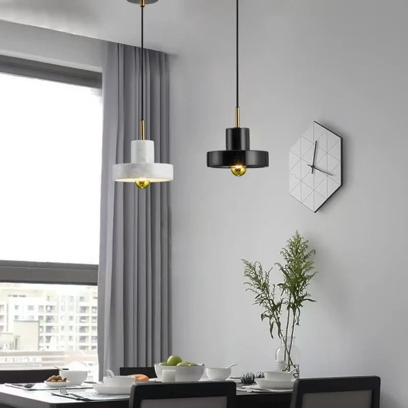 Marble Pendant Lamp, Minimalist Natural Stone Postmodern Hanging Light for Dining Room, Living Room, Bedroom and Kitchen Island