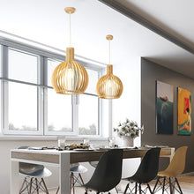 Handcrafted Wooden Pendant Light, Scandinavian Solid Wood Ceiling Light, Hanging Lamp for Dining Room, Living Room and Hallway