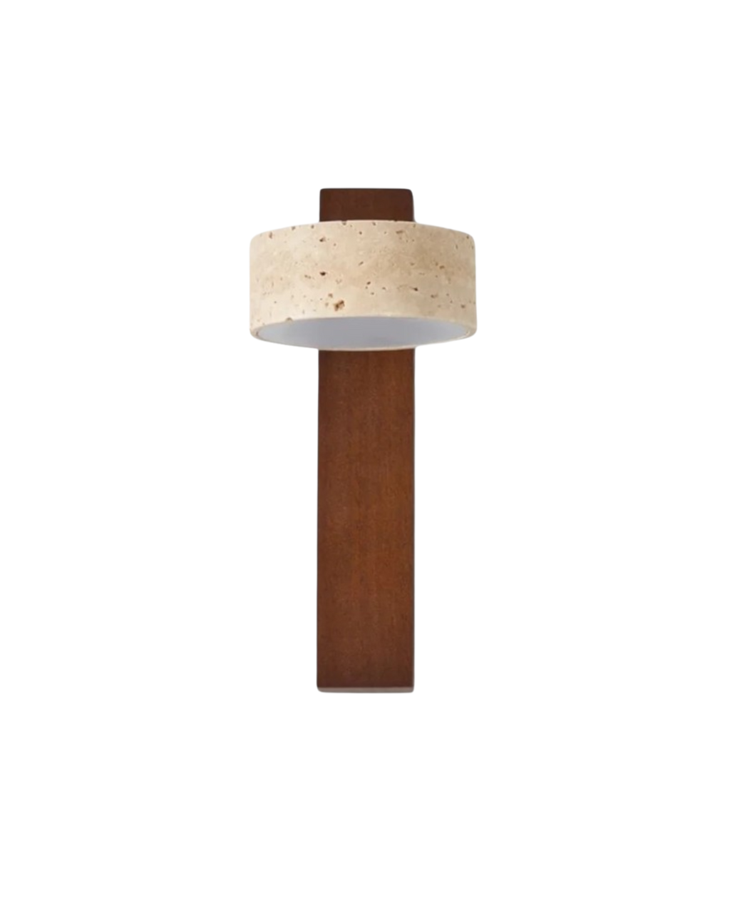 Travertine Wall Lamp, Minimalist Real Stone and Solid Wood Sconce, Soft Glow Wall Light for Hallway, Living Room and Bedroom