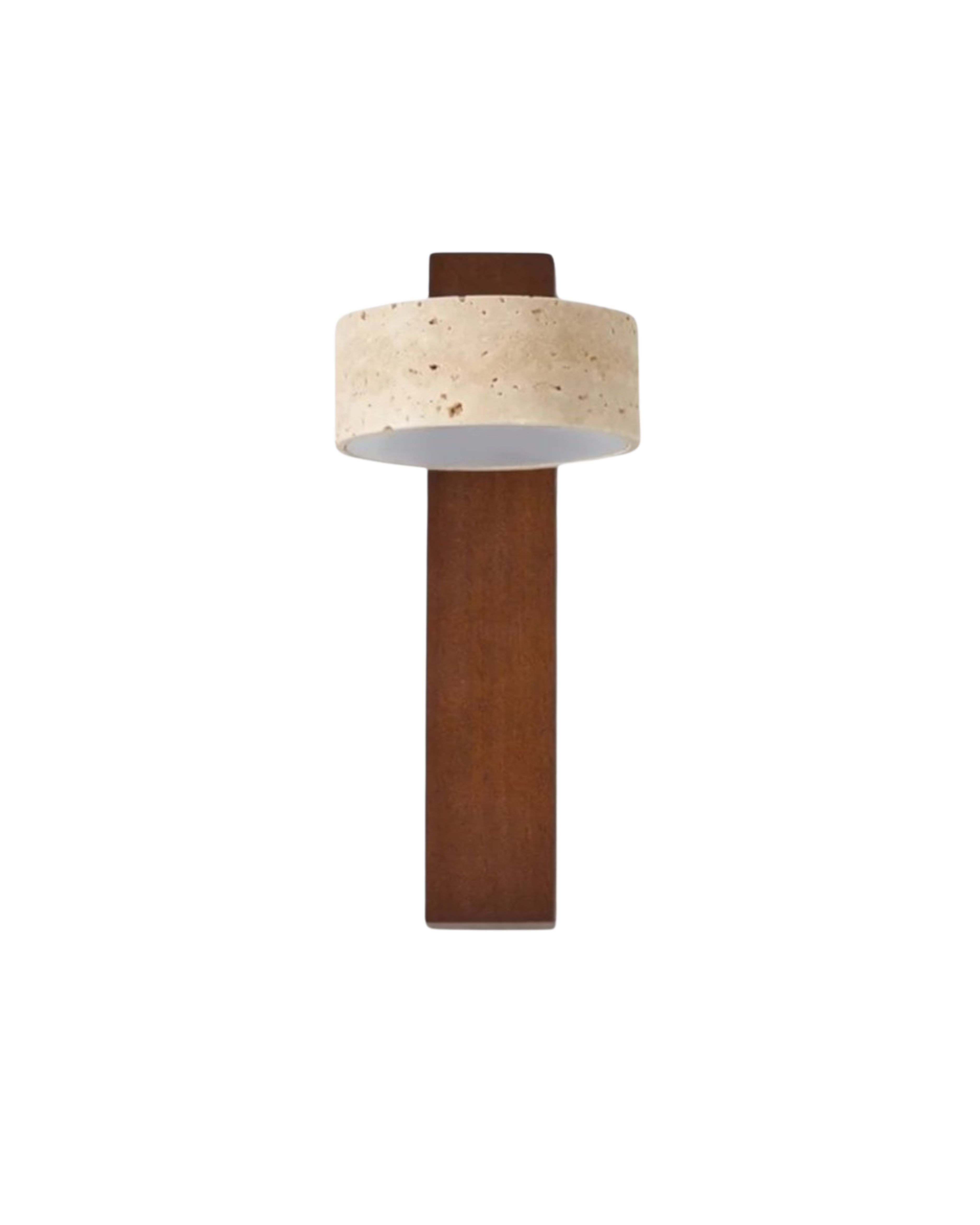 Travertine Wall Lamp, Minimalist Real Stone and Solid Wood Sconce, Soft Glow Wall Light for Hallway, Living Room and Bedroom