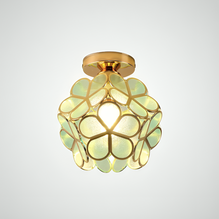 Retro Flower Ceiling Light, Vintage Layered Petal Ceiling Lamp in Durable Rubber for Bedroom, Hallway and Living Room