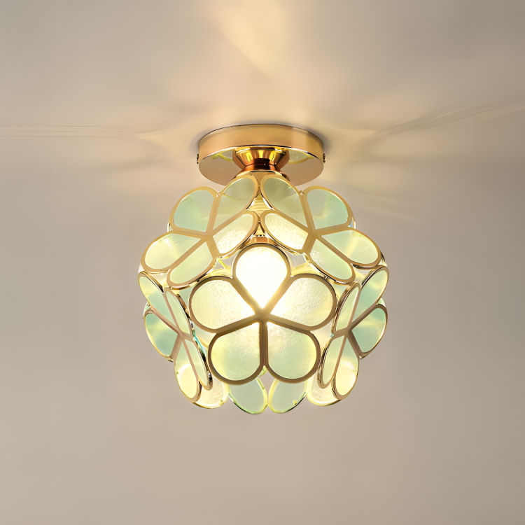 Retro Flower Ceiling Light, Vintage Layered Petal Ceiling Lamp in Durable Rubber for Bedroom, Hallway and Living Room